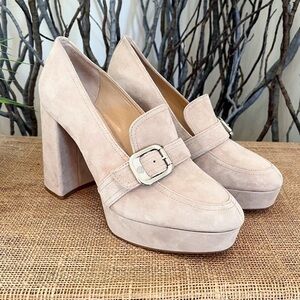 Vince Camuto Grinilia Suede Platform Block Heel Loafers Size 11